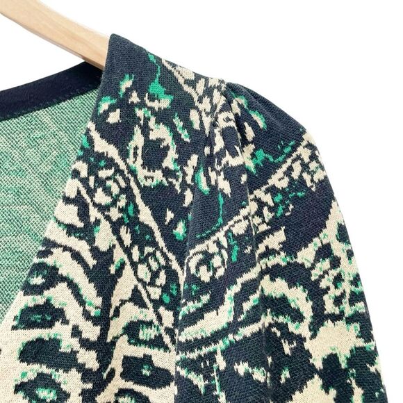 Free People Music & Lyrics Mini Boho Sweater Dress Black Green Combo Size Small - Picture 10 of 14